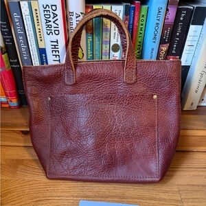 EUC Portland Leather Goods Cinnamon Bear Mini Zip Crossbody Tote